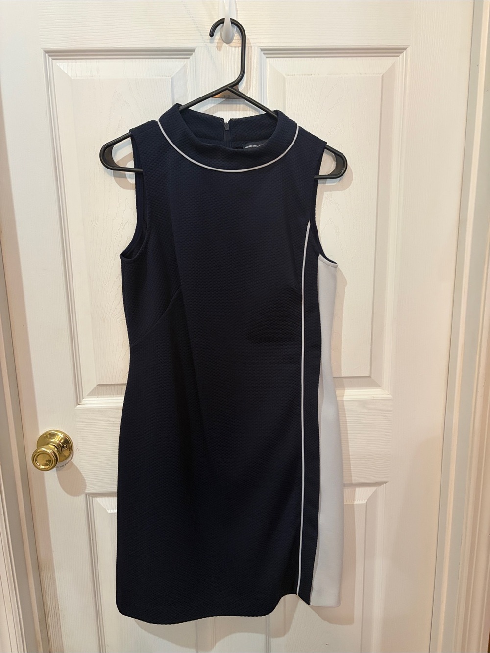 American Living Navy Shift Dress with White Side Panels